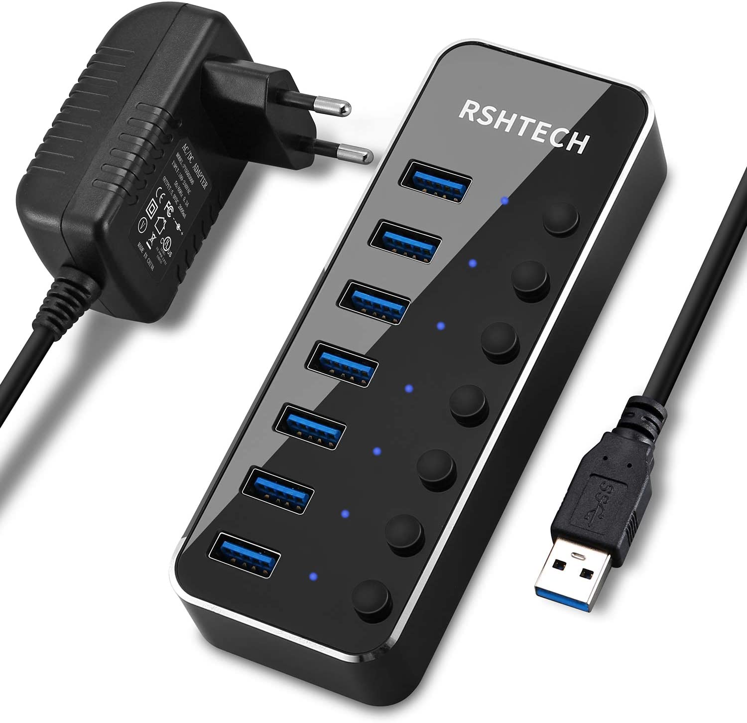 Hub USB 3.0 alimenté à 7 Ports avec commutateurs Individuels en